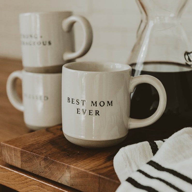 Best Mom Ever Coffee Mug Stoneware Coffee Mug for Mom Birthday, Baby Shower, Mother's Day Gift for Moms Dishwasher Safe Mug image 3