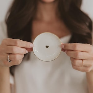 Gold Heart Ceramic Trinket Dish: Engagement Ring Holder