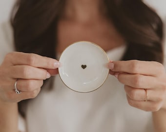 Gold Heart Ceramic Trinket Dish: Engagement Ring Holder