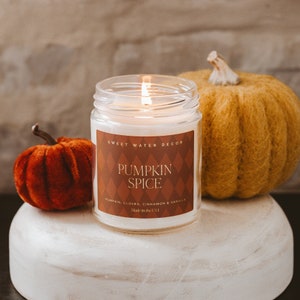 Pumpkin Spice Soy Candle | Fall Autumn Halloween Candle for Home, Fall Decor & Gifts | Pumpkin Cinnamon Scented Candle