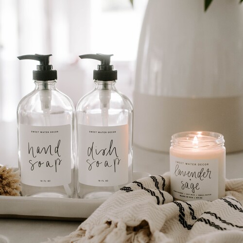 Hand Soap and Dish Soap Set of 2 16 Oz Amber Glass Dispensers Etsy