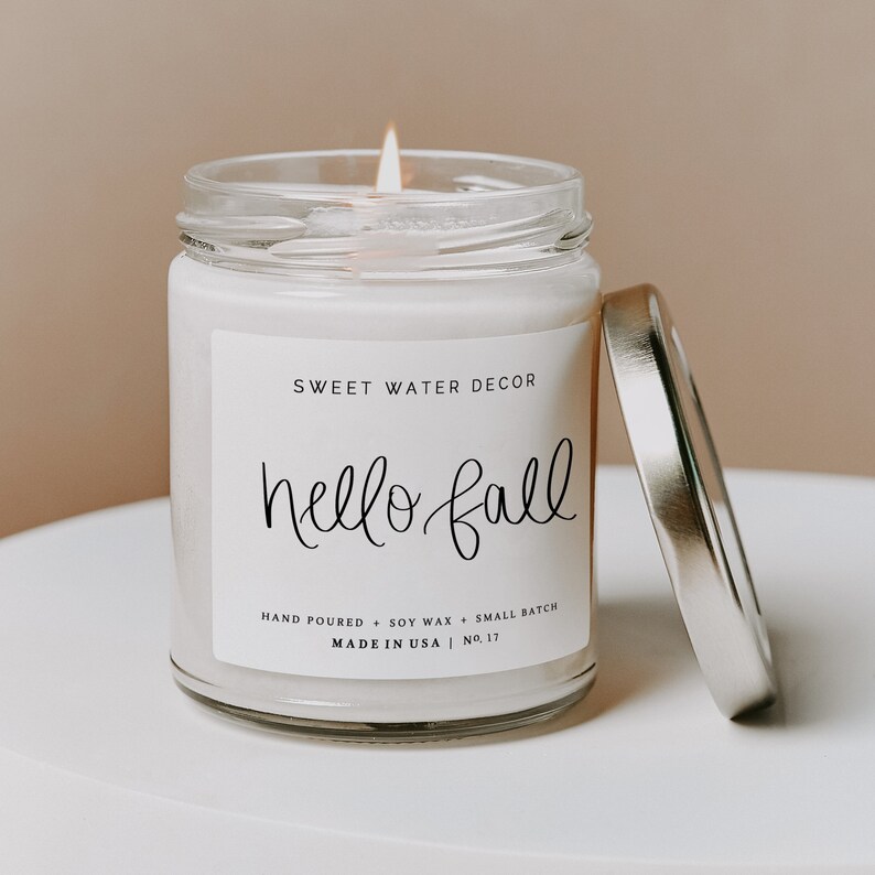 Hello Fall Candle Soy Candles Fall Candles Apple Etsy