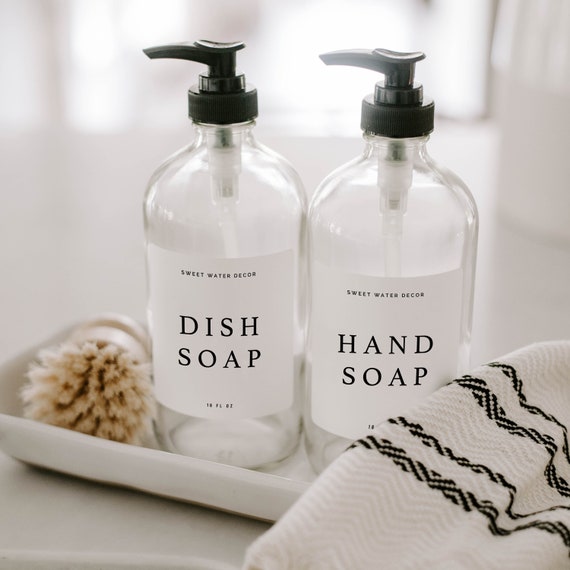 Hand Soap and Dish Soap Set of 2 16 Oz Clear Glass Dispensers Hand Soap  Dispensers Farmhouse Kitchen Refillable Soap Bottles -  Denmark