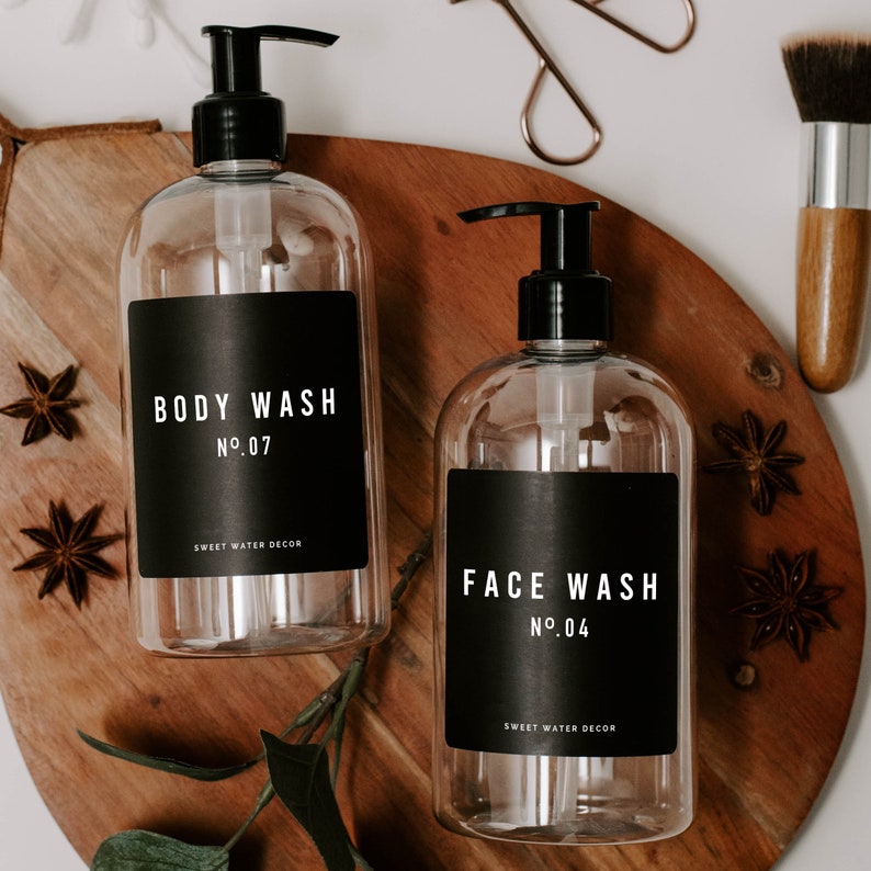 Body Wash Dispenser 16 oz Clear Plastic Refillable Bottle Etsy