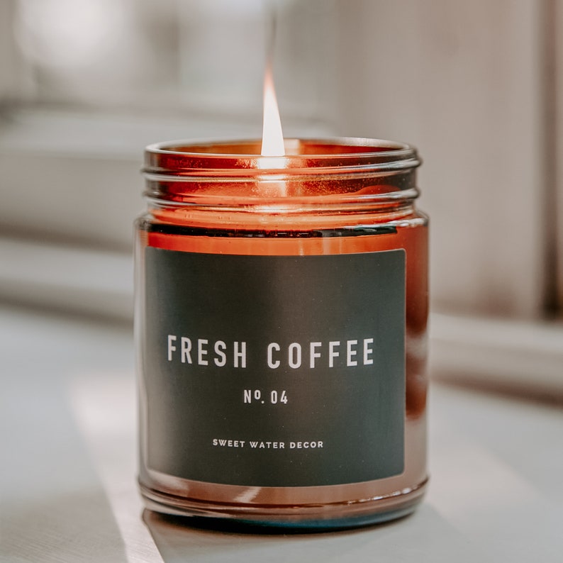 Fresh Coffee Soy Wax Candle  Amber Jar Candle  Coffee image 0