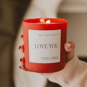 Love You Candle - Soy Valentines Candle, I Love You Candle Gift for Her - Anniversary Gift, Girlfriend Gift, Valentine&#39;s Day Gift
