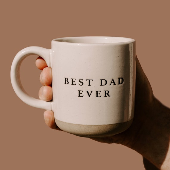 Best Dad Ever Coffee Mug: 14oz Stoneware Style (Microwave Safe)