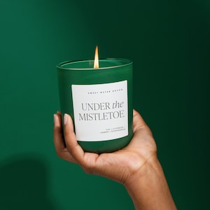 Under the Mistletoe 15 oz Soy Candle | Green Matte Jar Candle | Fraser Fir Candle | Holiday Candle | Winter Candles | Christmas Decor Gift