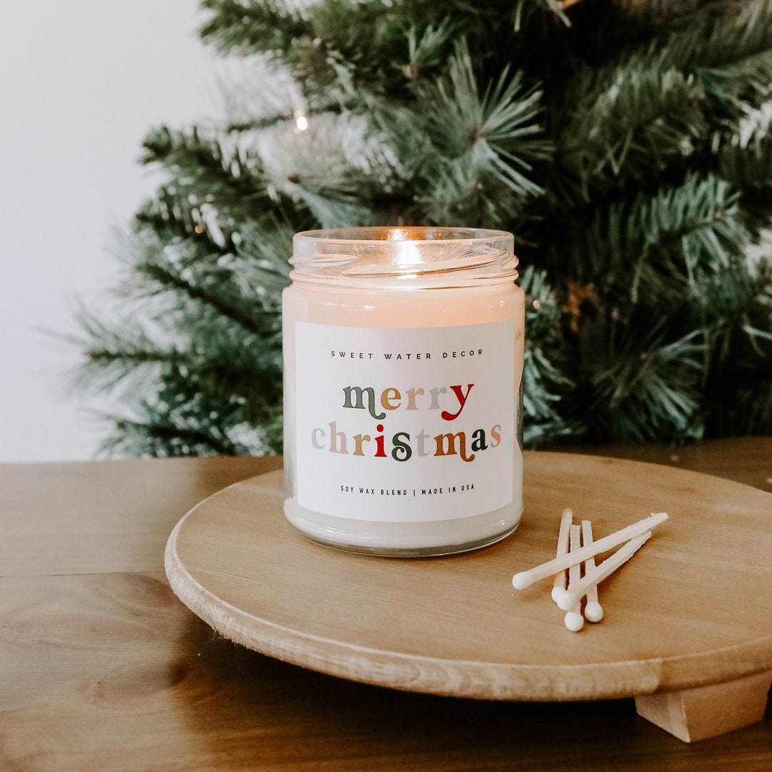 Merry Christmas Soy Candle Christmas Scented Soy Candle, Holiday Candle