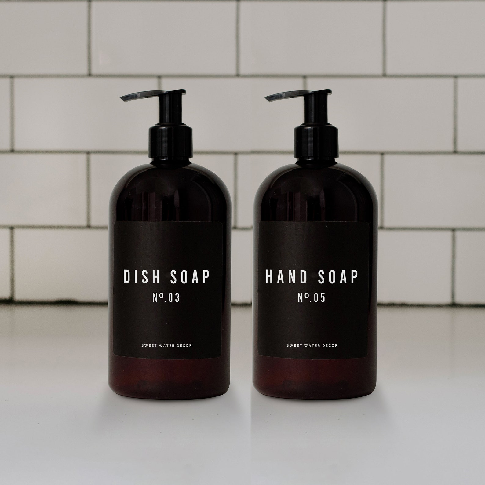 Hand Soap and Dish Soap Set of 2 Refillable Plastic Dispensers Etsy