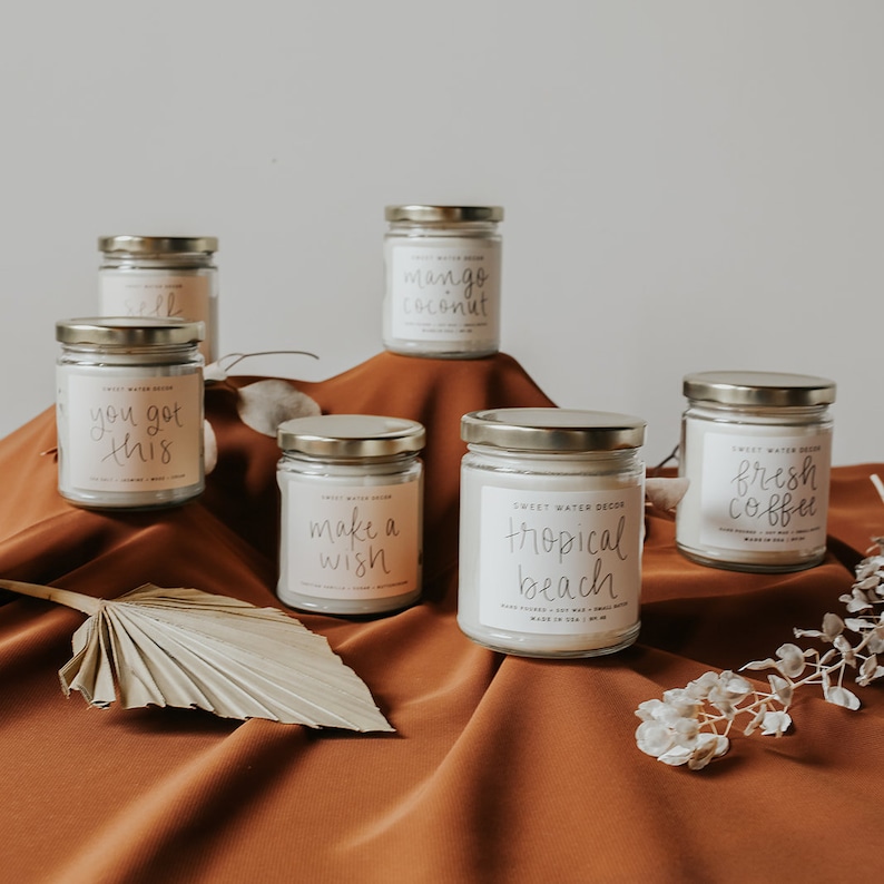 Mango and Coconut Soy Candle Tropical Fruit Candle Essential Oil Infused Soy Wax Candle Coconut Scented Candle Mango Candle