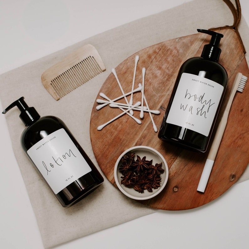 Body Wash Dispenser Amber 16 oz Plastic Refill Jar Soap Etsy