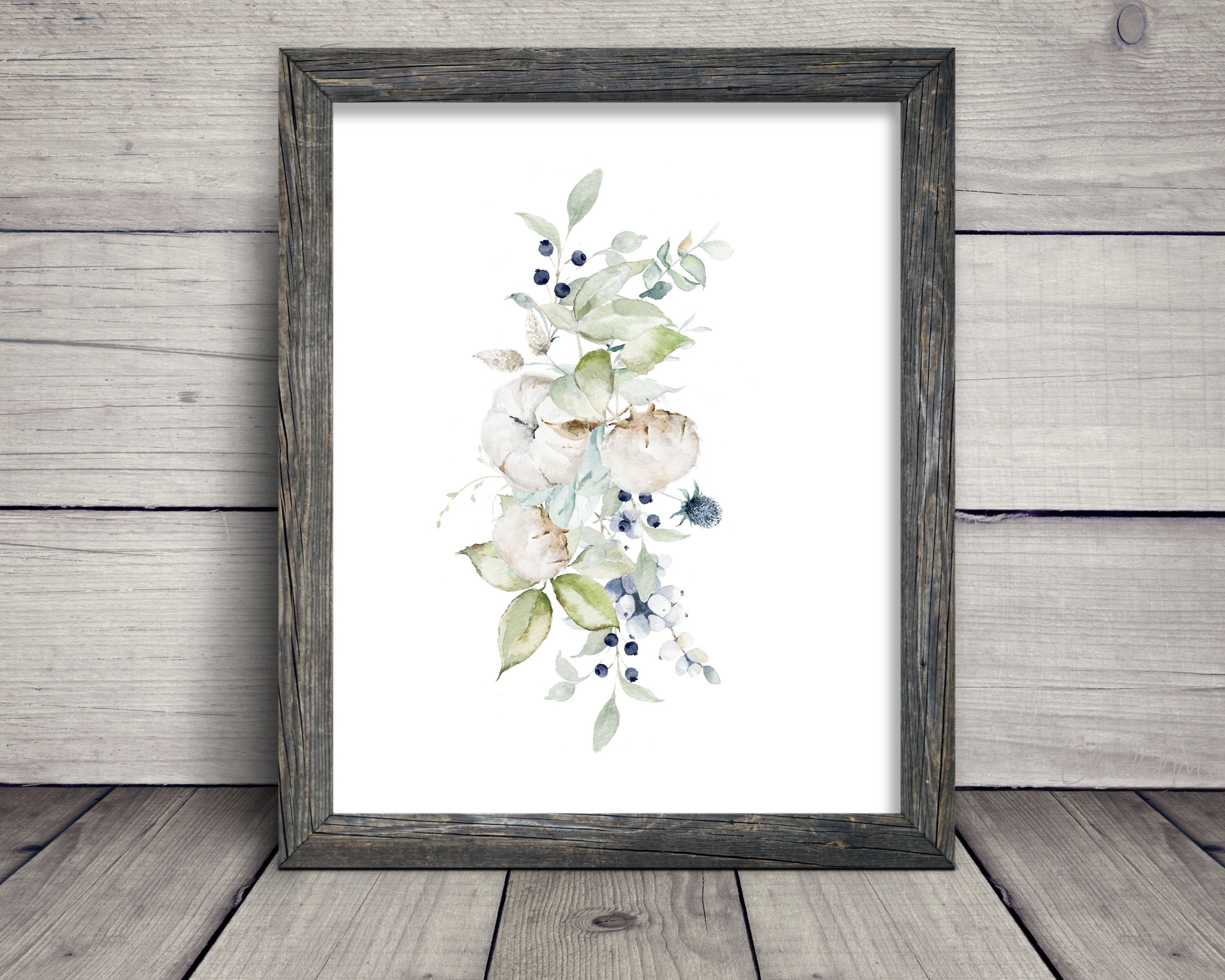 Blue flowers wall art printable triple wall art blue home Etsy