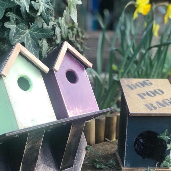 Twin Beach Hut Bird Houses, wooden wood bespoke