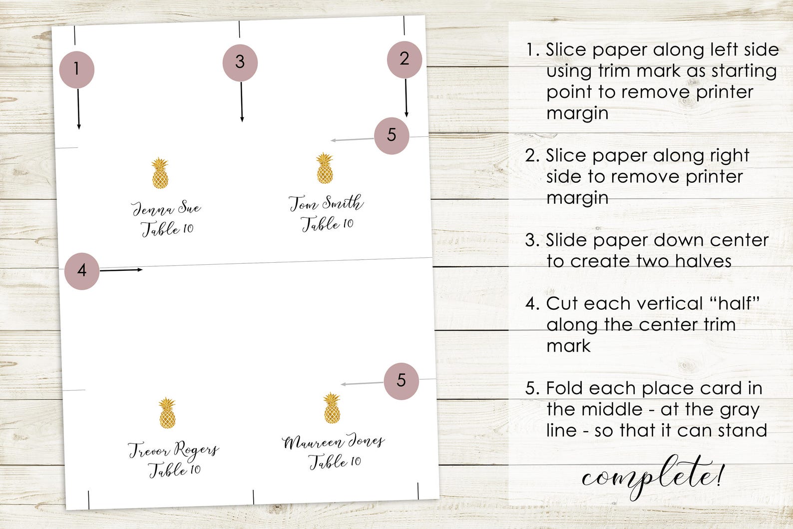 Gold Border Place Cards Printable Template Digital File Etsy Australia