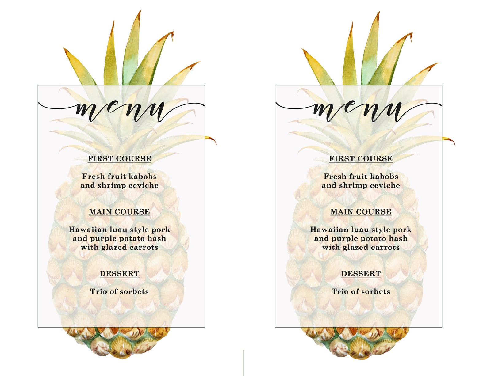 Hawaiian Menu Template