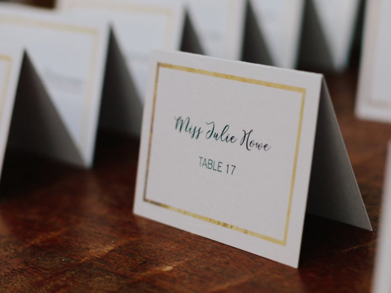 Gold Border Position Playing cards - Printable Template, Electronic Document with Pretend Gold Foil Accessory for Weddings, Get-togethers, Showers photograph relating to Gold Printable Place Cards titled Gold Border Location Playing cards - Printable Template, Electronic Document with Pretend Gold Foil Accessory for Weddings, Functions, Showers