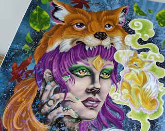 Spirited Fox HOLOGRAPHIC Limited Print 11'' by 14''