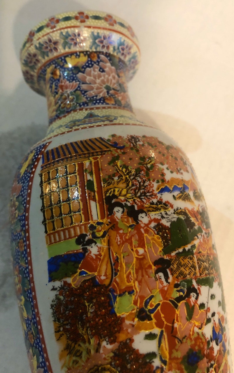 Asian Satsuma Vintage Vase Made in China Etsy
