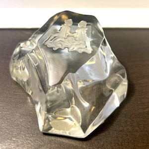 Vintage Val Saint Lambert Gemini Clear Crystal Paper Weight