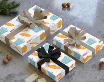 Baking Pattern Gift Wrap Roll | Bread, Spoon & Mixer Wrapping Paper