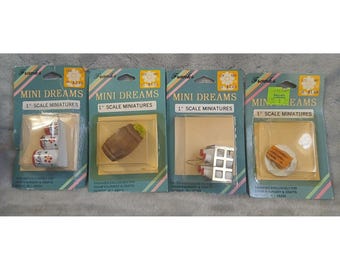 Miniaturas para casa de muñecas a escala 1" de Frank's Mini Dreams, lote de 4, comida y cocina.