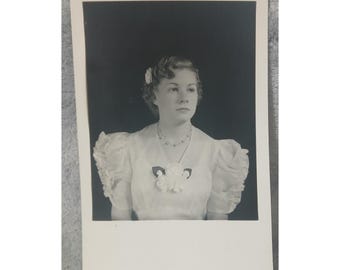 Vtg 1939 Studio Portrait Virginia Lee 1930s Glamour Ruffle Dress Katie Snyder