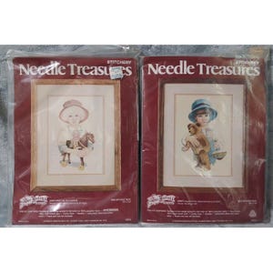 Nadel Treasures Jan Hagara Jody 00558 Diry 00545 Stitchery Kit 1979 10x14" Bild 1