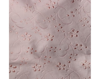 Broderie Anglaise Stoff Rosa Blumen Baumwolle Meterware 36 "Breite bestickt