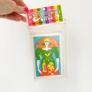 Juego de 10 invitaciones para fiestas vintage de John Alcorn de los años 60, paquete sin abrir, tarjetas de invitación para cócteles y cenas retro, stock antiguo nuevo