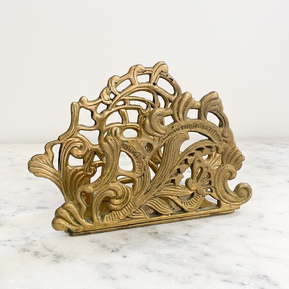 Vintage Brass Napkin Holder. Vintage Brass Mail Holder. Etsy