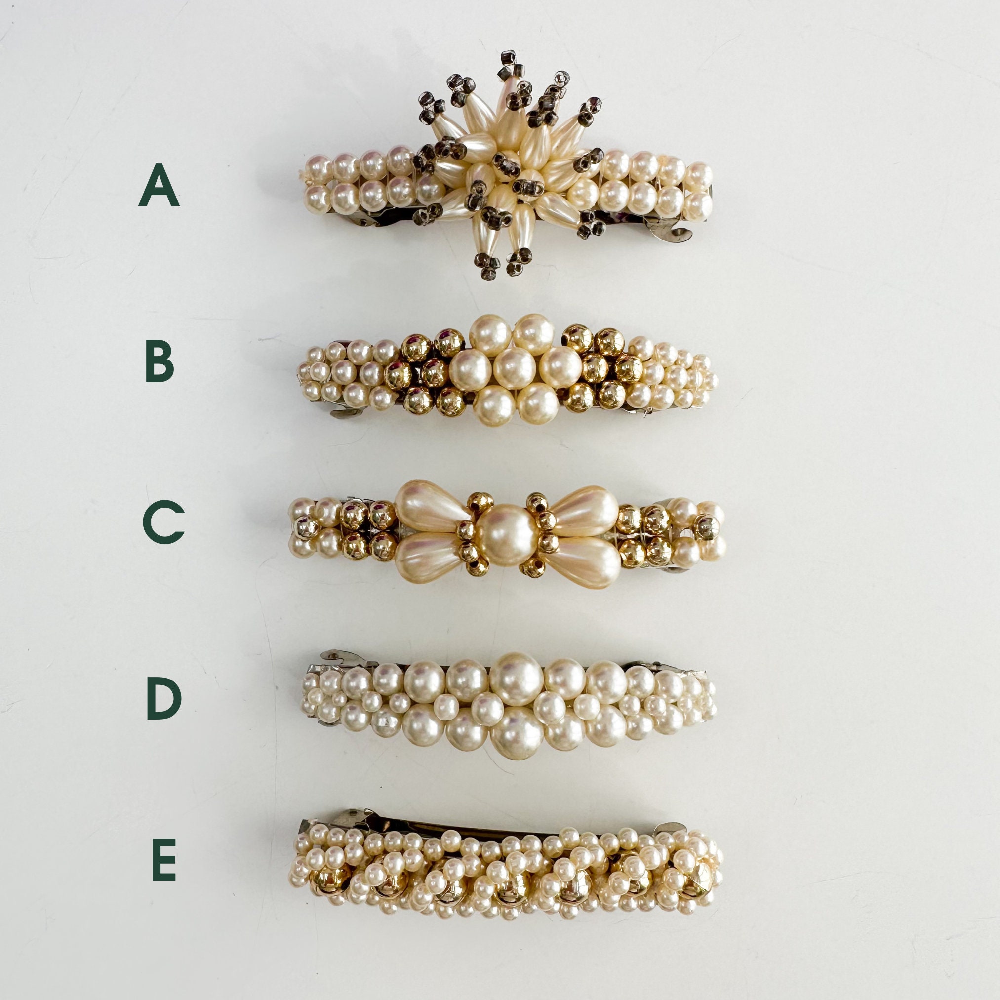 Vintage 1980s Beaded Pearl Hair Clip, Statement Hair Clip, French