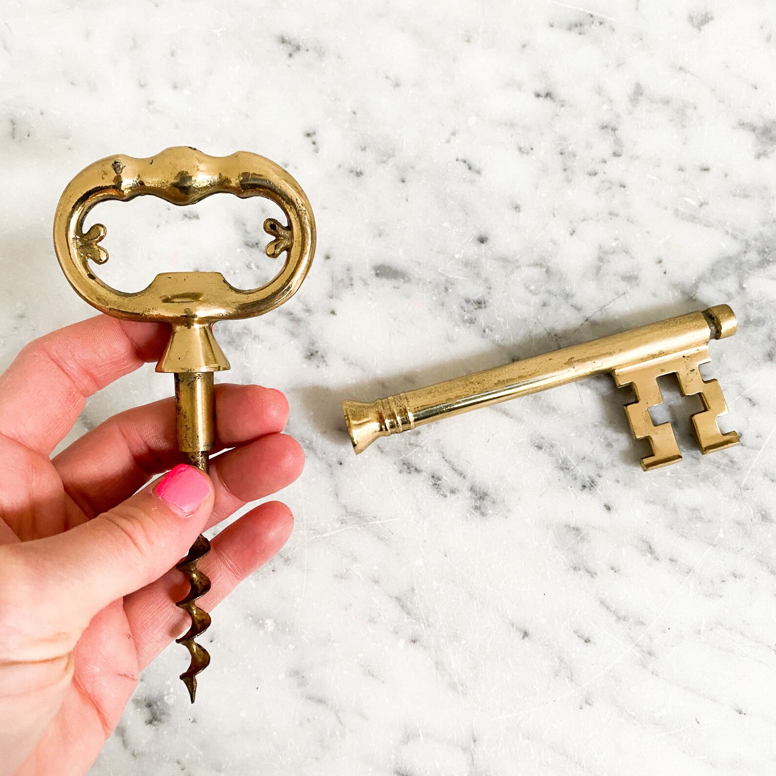 Brass Key Bottle Opener and Cork Screw. Vintage Brass Bottle Etsy