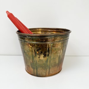 ヴィンテージの光沢のある真鍮製プランター、インド製のヴィンテージ深型真鍮製屋内用植木鉢、6インチプランター