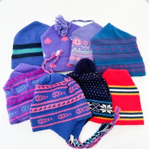 1980s-1990s Wool Ski Hats Your Choice, Maureen of the Mews, CB Sports, Purple Wool Hat with Trees, Vintage Ski Hat, Retro Winter Beanie