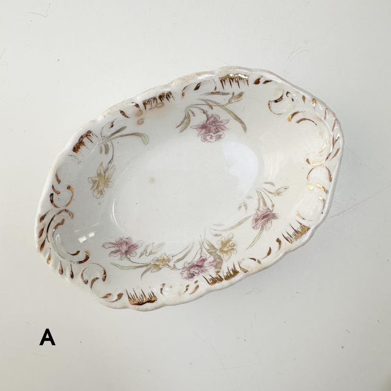 Antique Henry Alcock & Co. Semi-Porcelain Soap Dish Made in Cobridge England Sold Separately, Vintage White Floral Soap Dish Oval A