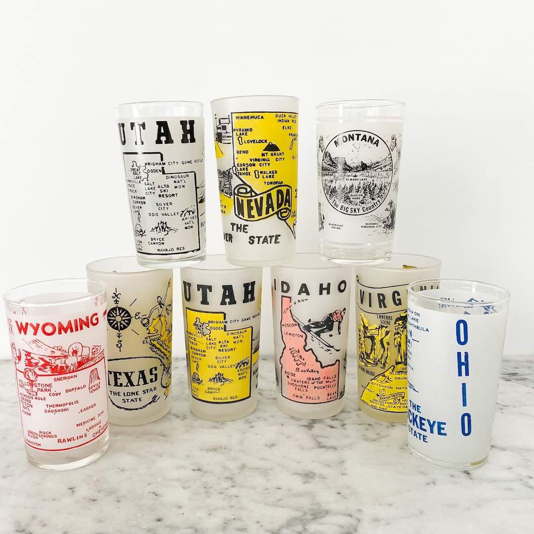 Vintage State Souvenir Glasses Sold Separately, Mid Century State