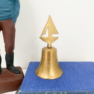 Vintage Brass Sailboat Bell, Vintage Brass Boat Bell, Vintage Coastal Decor, Gift for New Beach House, Nautical Home Decor