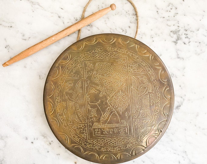 Egyptian Brass Wind Gong With Bust of Nefertiti. Large Healing Gong ...