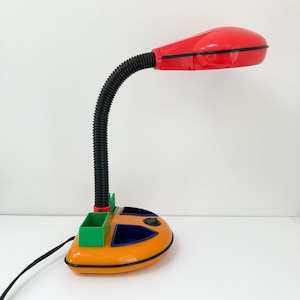 1980s Rabbit Tanaka Task Lamp, Campus Organizer Desk Lamp Vintage, Memphis Milano Style Pop Art Adjustable Table Lamp Primary Colors
