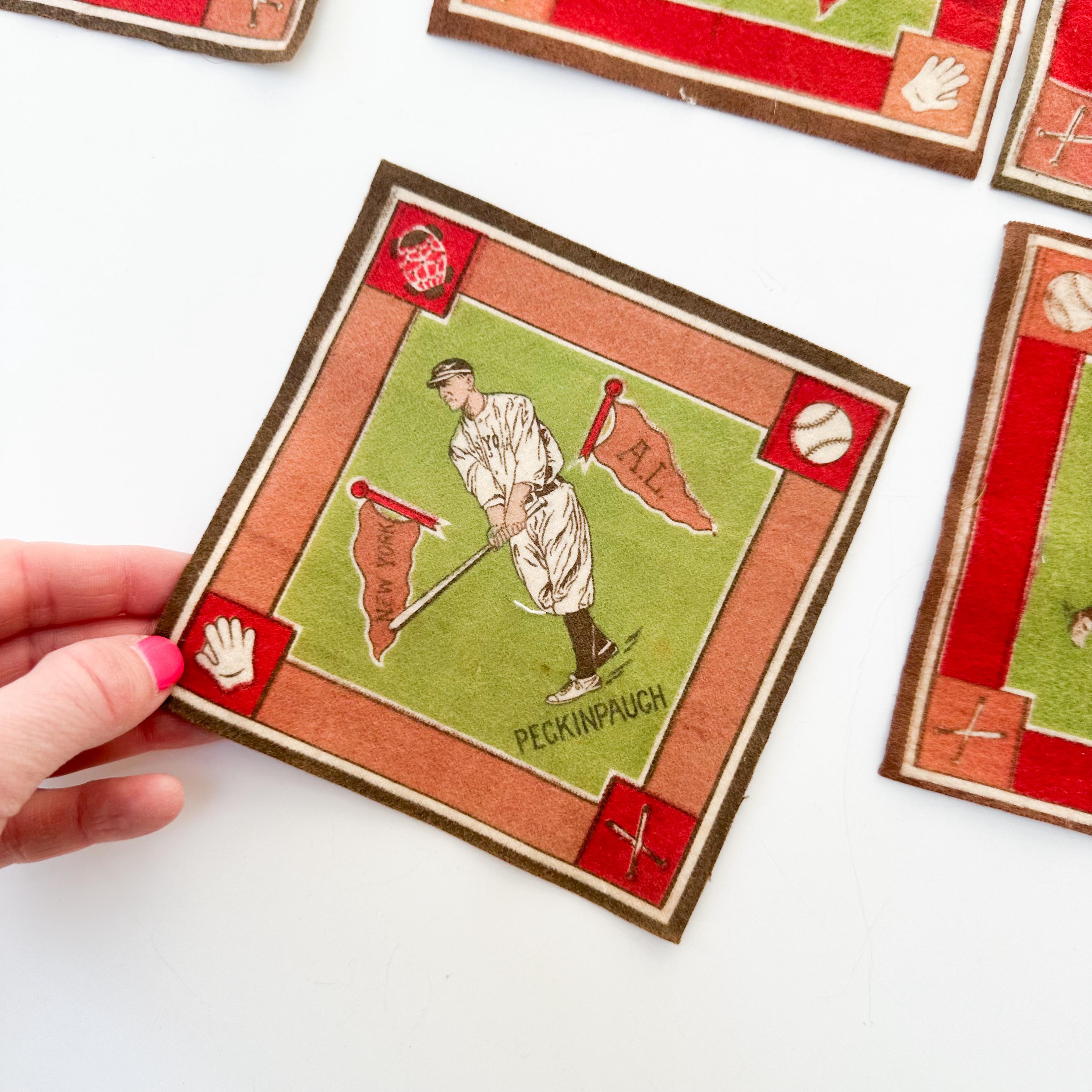 baseball tobacco felts 1914 Antique Baseball Tobacco Felts Daubert, Stengel, Peckinpaugh, Cutshaw,  Burns, Vintage Tobacco Blanket Series B18, Gift for Baseball Fan