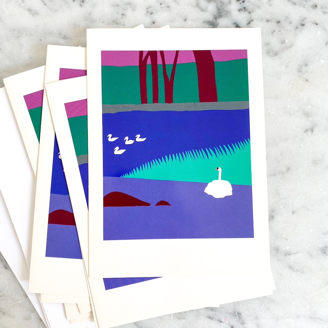 Swan Note Cards Set of 10 or 24. Handmade Blank Greeting Cards With ...