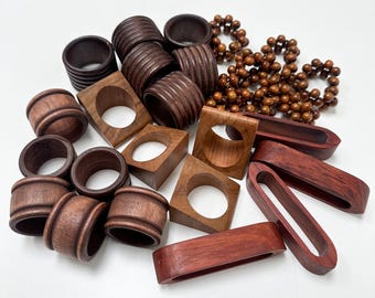 Vintage Wood Napkin Rings Sold Separately in sets of 6 or 4, Striped Wood Napkin Rings