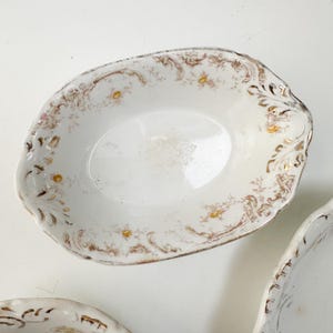 Antique Henry Alcock & Co. Semi-Porcelain Soap Dish Made in Cobridge England Sold Separately, Vintage White Floral Soap Dish Oval image 9