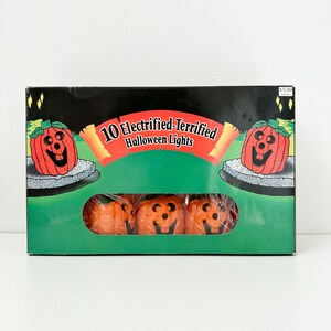 Luces de Halloween estilo Jack-O-Lantern vintage, 10 calabazas electrizantes y aterradoras, guirnalda de luces para una temporada espeluznante