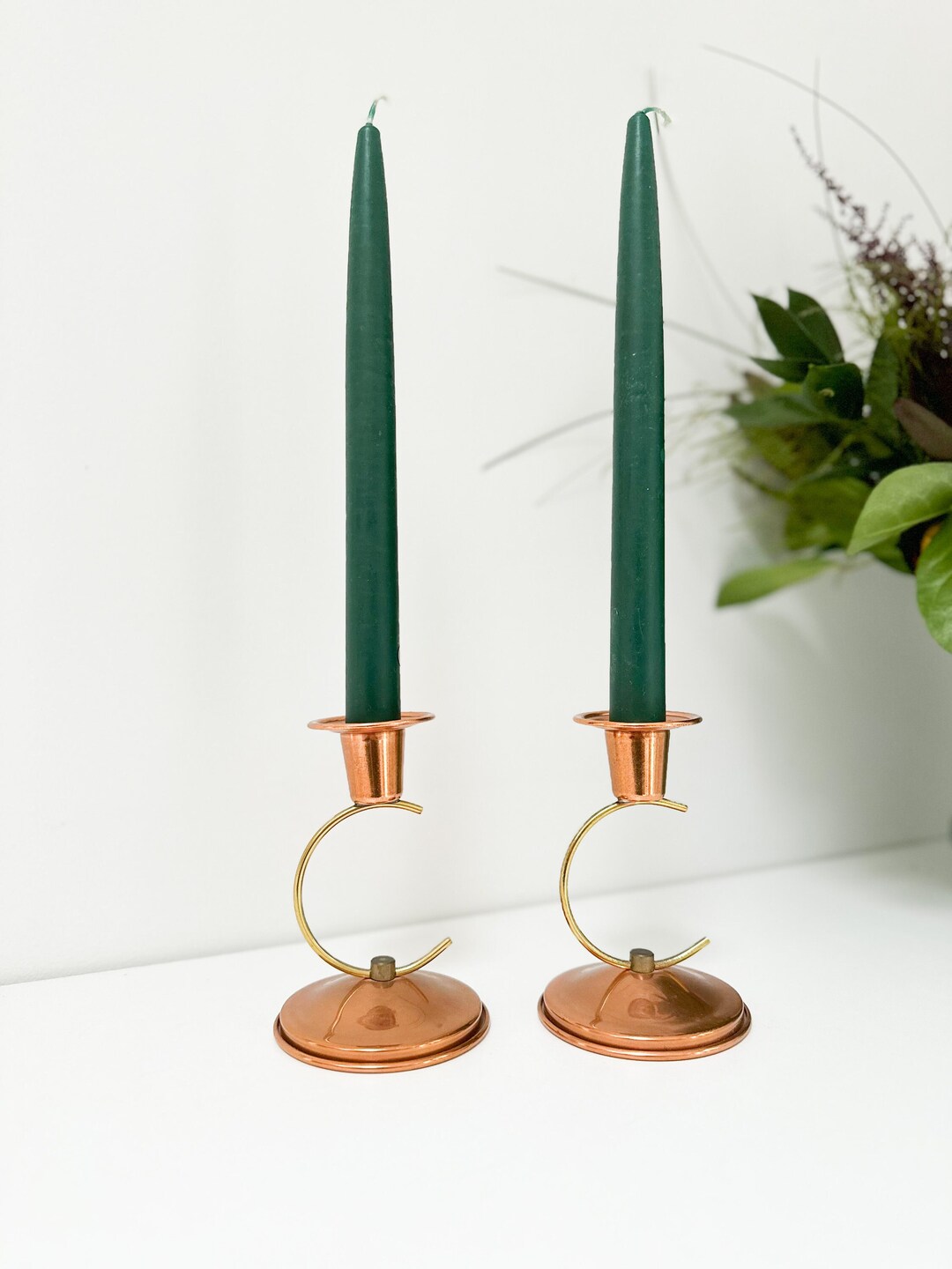 Vintage Copper and Brass Candle Holders by Coppercraft Guild With