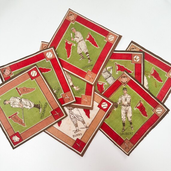 tobacco felts 1914 Antique Baseball Tobacco Felts Daubert, Stengel, Peckinpaugh, Cutshaw,  Burns, Vintage Tobacco Blanket Series B18, Gift for Baseball Fan