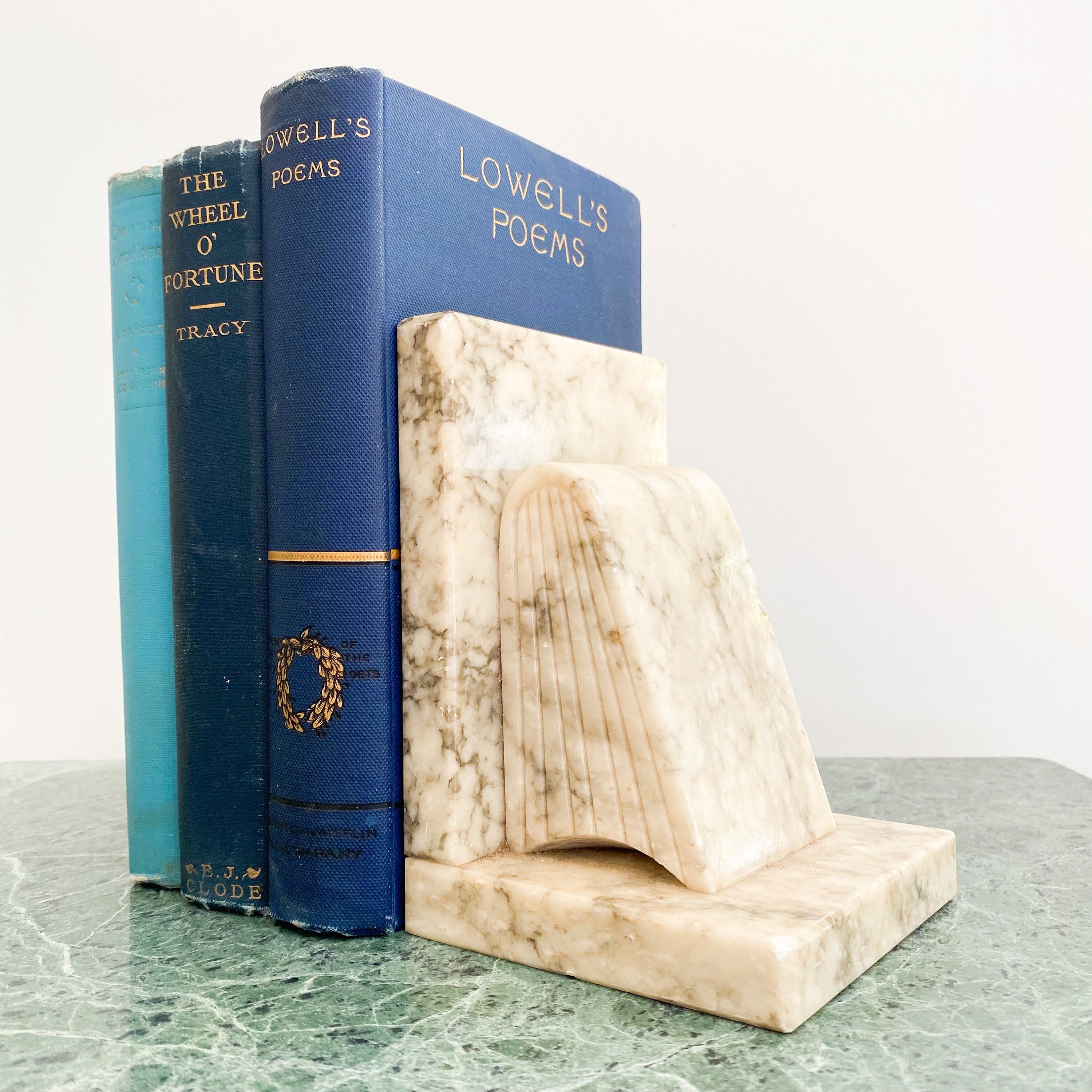Italian Marble Bookend Hand Carved. Book Shaped Vintage Marble Bookend