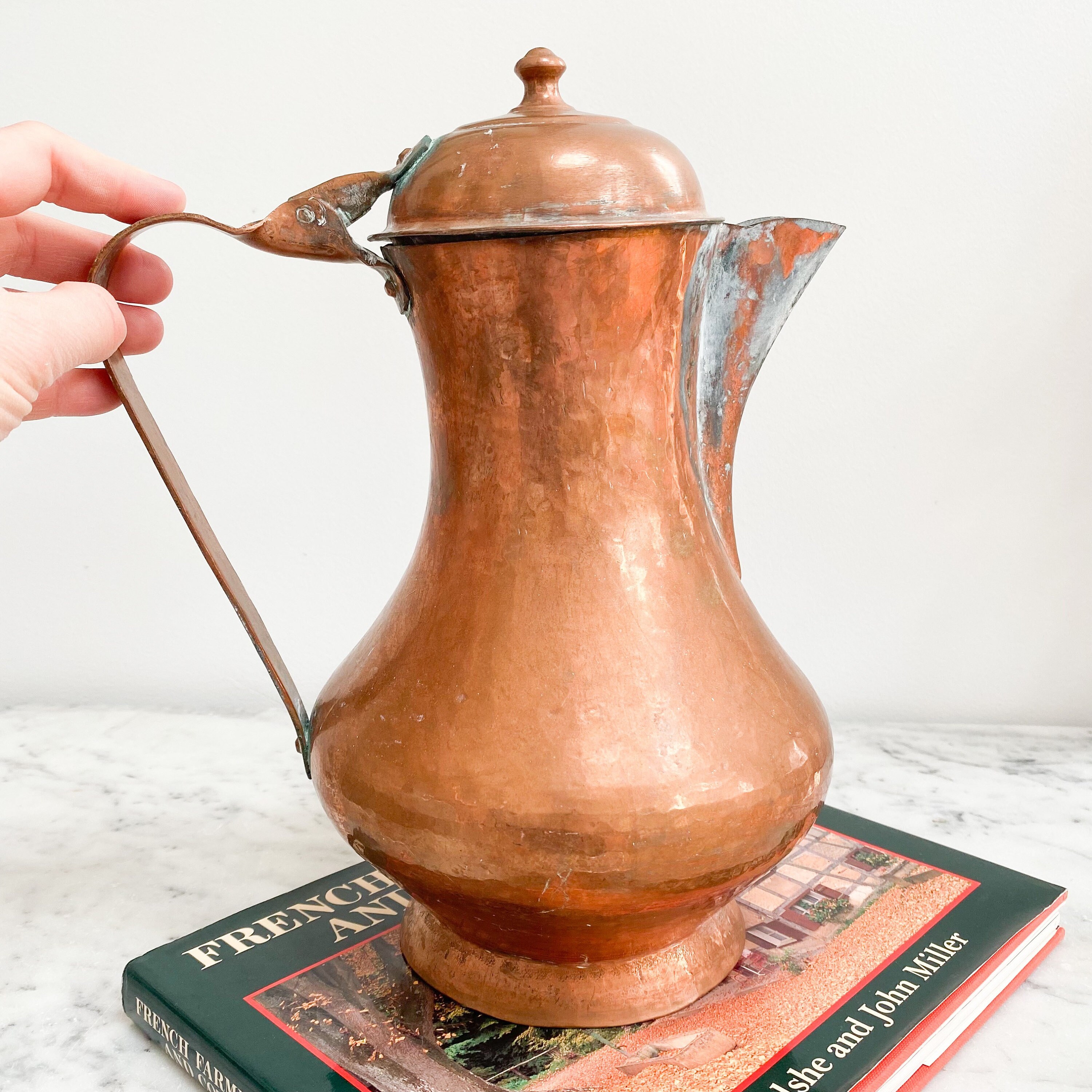 Copper Tea Kettle. Coffee Pot. Vintage Teapot. Kettle With Hinged Lid