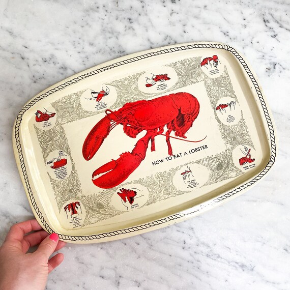 How to Eat a Lobster Tray. Vintage Lobster Tray. Maine Lobster | Etsy